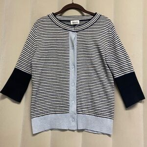 Diane Snyder Women’s Cardigan Sweater Small 100% Cashmere Striped Feminine